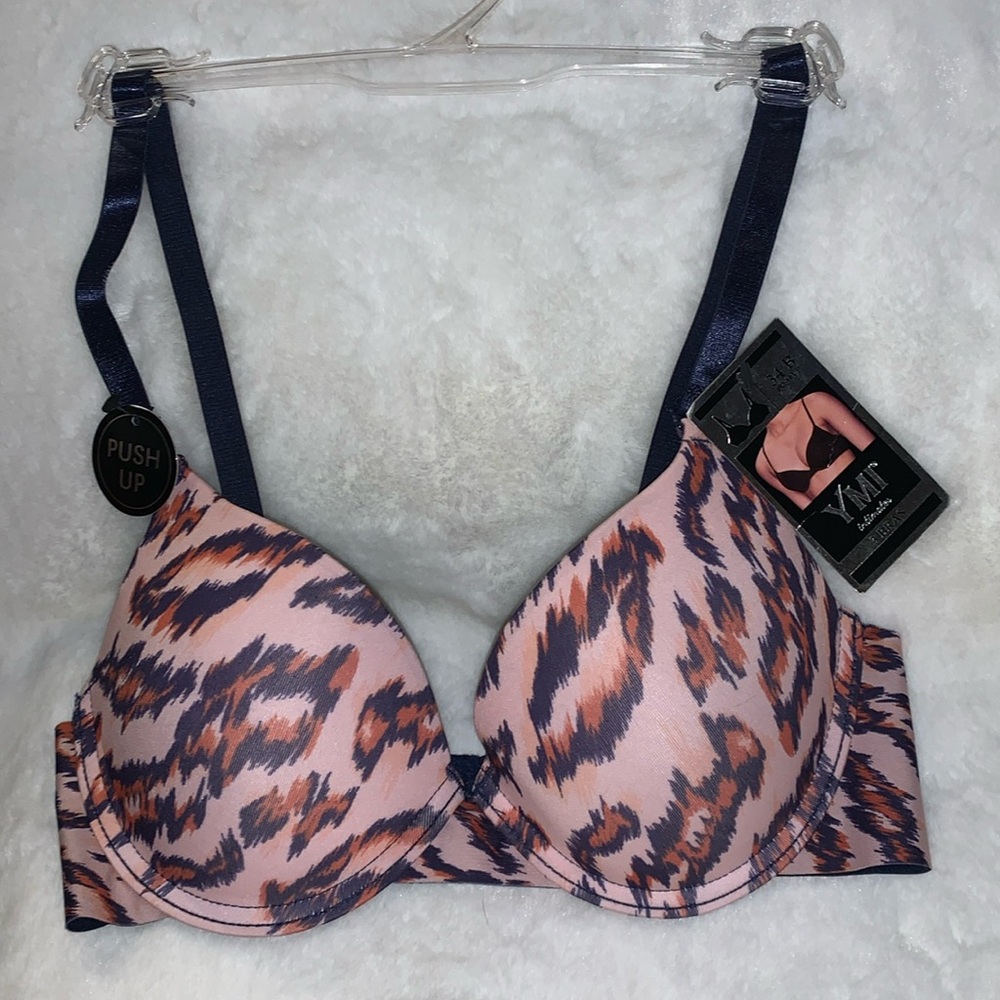 🦜 YMI Pink Animal Print Push-Up Bra NWT 34B - Picture 4 of 9
